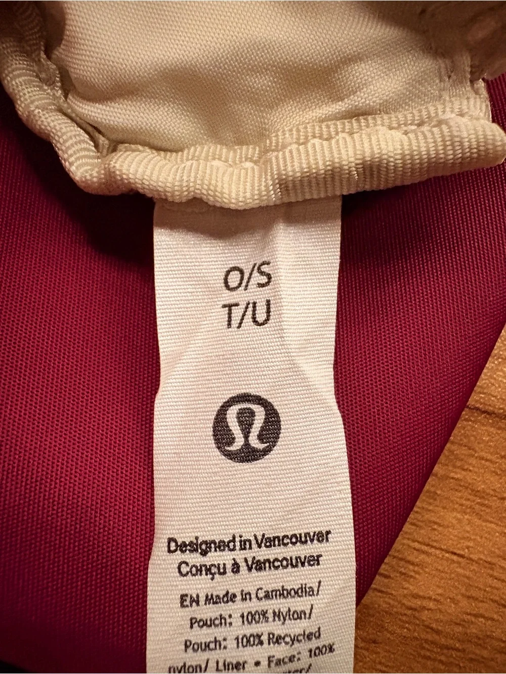 lululemon burgundy and cream dual pouch wristlet
